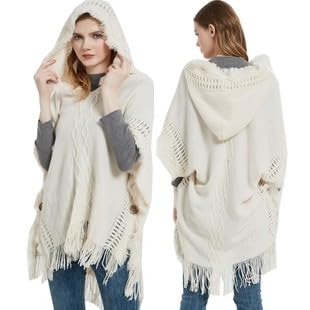 Women Plus Size Buttoned Hooded Cape Shawl Women Winter Knitted Hooded Long Scarf Warm Hooded Shawl Pullover Cape4