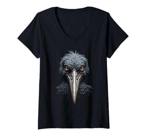 Mujer Observador De Aves Con Mirada Intensa Camiseta Cuello V