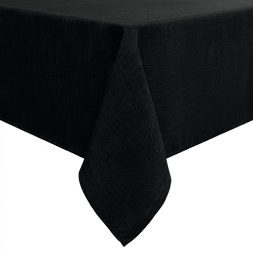 smiry Nappe Rectangulaire 100 x 140 cm Aspect Lin Nappe Exterieur Impermeable Nappe de Table Anti Tache pour Manger, Jardin - Noir