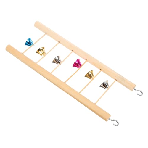 HANABASS Wooden Parrot Ladder Hanging Climbing Ladder for Birds with Bells for Parakeets Cockatiels and Finches Promotes Physical Activity and Mental Stimulation
