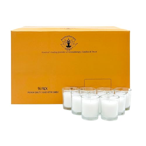 Image of Hosley's 96 Pack of Ivory Unscented Clear Glass Filled Votive Candles