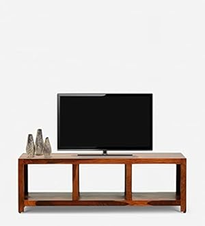 Wood world furniture Sheesham Wood TV Cabinet with Shelf Storage Multipurpose Entertainment Unit Wooden TV Stand for Bedroom Living Room