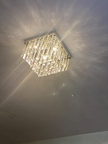 CRYSTA WORLD K9 Crystal Chandelier Modern Light Fixture(Warm White) (Design 12) L14/W14/H13