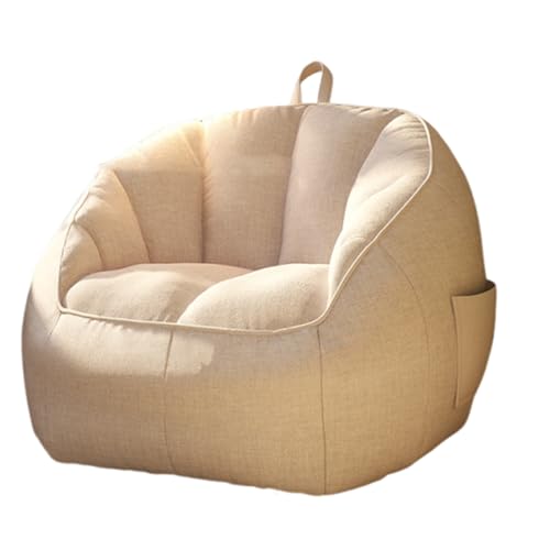 Sillón puff para niños, sillón de lectura en forma de pera con reposabrazos, adecuado para niños pequeños y adolescentes, se puede colocar en la sala de estar, dormitorio, jardín, exterior, beige