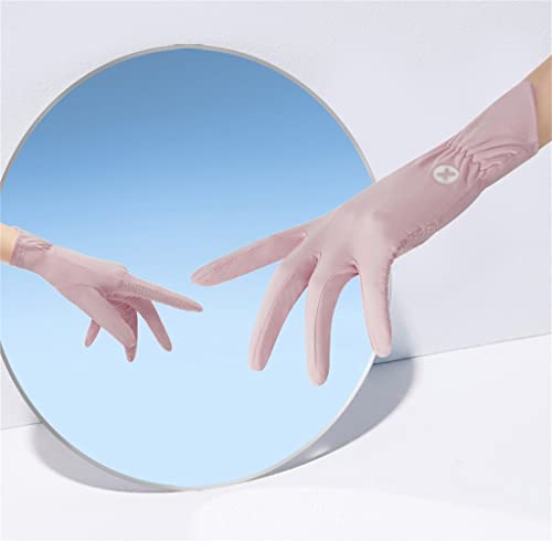 Eisseide-Handschuhe für Damen, dünn, Sommer, draußen, kühles Gefühl, bloßer Finger, Fahren, Reiten, Touchscreen (Color : D, Size : One Size)