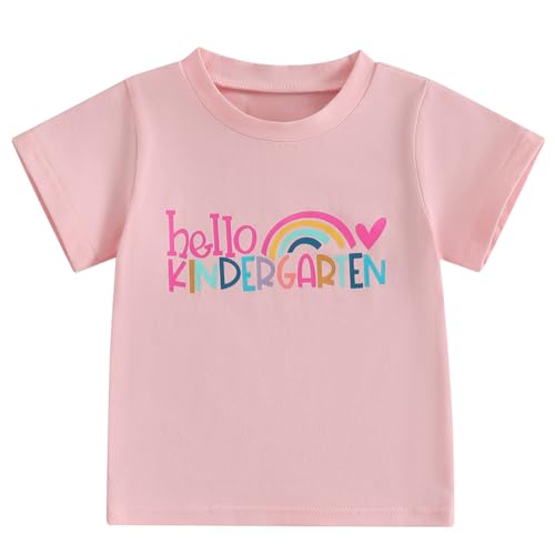 Hello Kindergarten Shirt for Kids First Day of School Boys Girls Rainbow T-Shirt Toddler Back to School Tee3