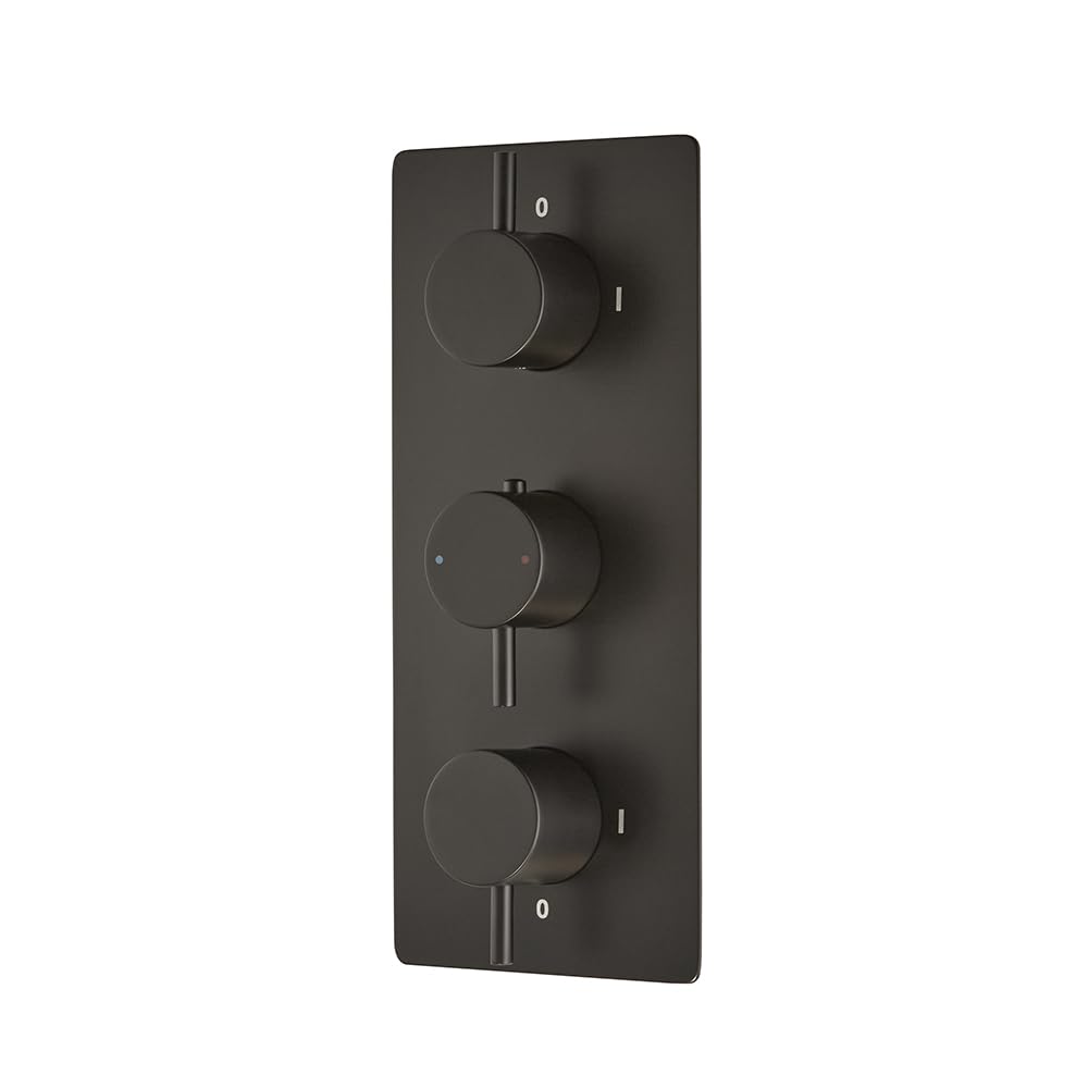 Milano Black Otto 2 Outlet Triple Thermostatic Concealed Mixer Shower Valve