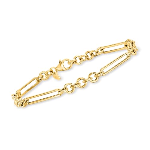 Ross-Simons Italian 14kt Yellow Gold Alternating Cable-Link Bracelet