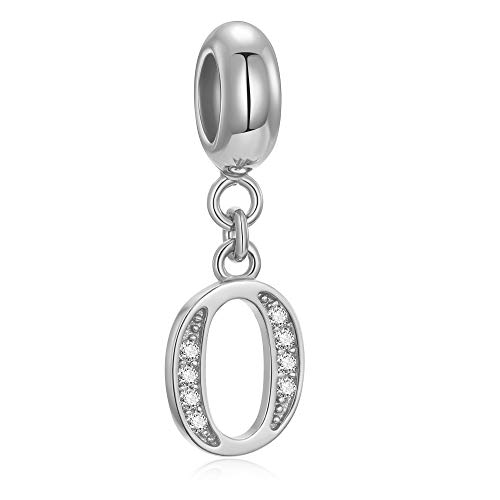 Pendentif lettre O argent sterling 925 avec cristaux sertis