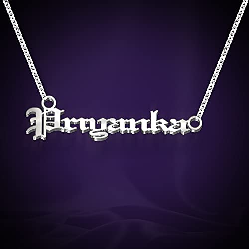 Image of Priyanka Cursive Gold & Silver Name Pendant Necklace, Best Jewelry Gift for Girls.