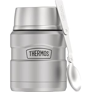 THERMOS Stainless King Vacuum-Insulated Food Jar with Spoon, 16 Ounce, Matte Steel