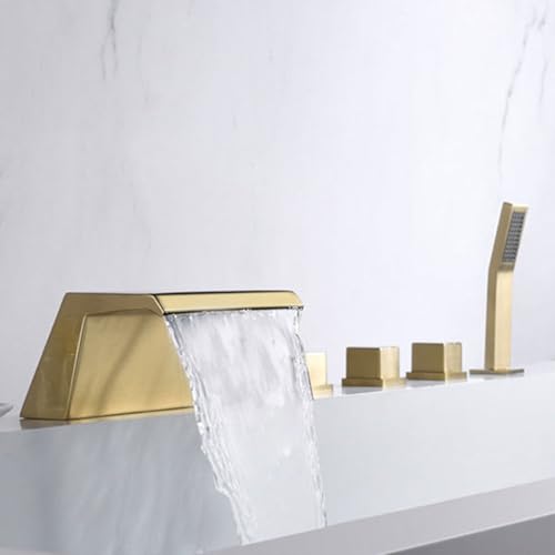 Mitigeur de bain cascade noir à 5 trous en laiton de qualité supérieure