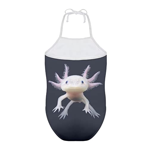 AmzPrint Axolotl Swim Suit Girls Salamander Print Blue Cute One-Piece Lace Up Swimwear 3t-10 Years2