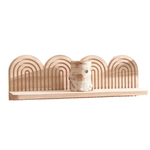 Estanterías flotantes Boho, estante organizador de madera flotante boho | Estante de almacenamiento de madera | Para dormitorios habitación de niños casa de campo sala de estar oficina lavandería
