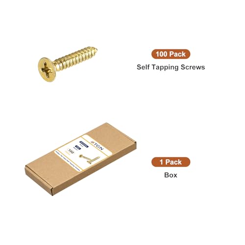 Tornillos de madera planos #6x3/4, 100 piezas, latón miniatura 7