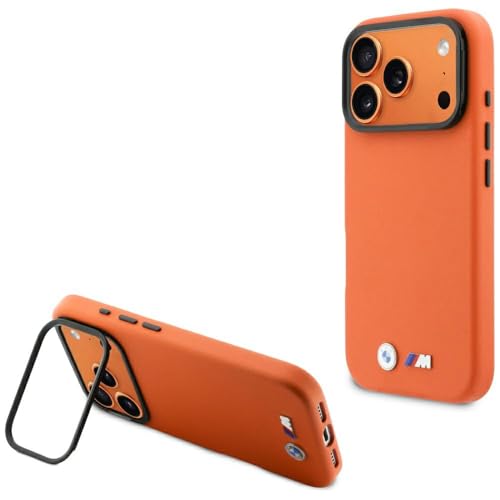 Image of CG MOBILE BMW [Official Licensed], Protective Case Designed for iPhone 17 Pro Max |Magnetic Compatible|M Collection|Full Wrapped Pu Leather Case Metal Camera Ring & Buttons with Metal Logos- Orange