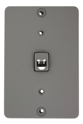 Leviton 40253-G Telephone Wall Phone Jack, 6P4C, Gray
