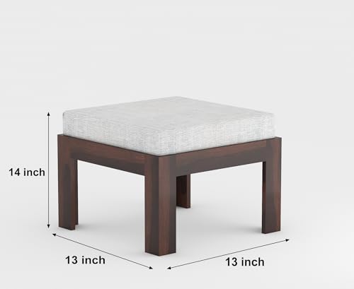 Image of ONIJA Modern Wooden Coffee Table with Carved Jali Design & Cushioned Stool | Center Table with Hidden Seating | Solid Wood Living Room Table (Walnut Finish)