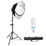 LimoStudio [1 Pack] 500W Equivalent, 26 inch Octagonal Softbox Lighting Kit, 105W CFL Bulb, Light Stand Tripod, Diffuser Cover for Studio Photoshooting, AGG702