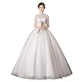 Abito da sposa da donna, abito da ballo , abito da sposa formale, abito senza schienale, abito lungo fino al pavimento, gonna in tulle, grazioso abito (colore: bianco, taglia: X-Large) (bianco S)