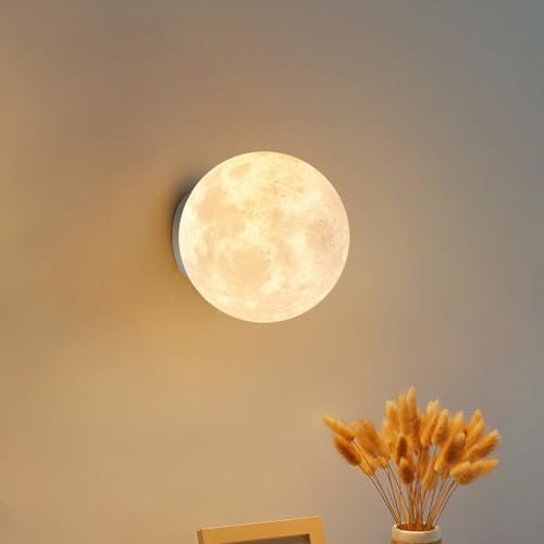 SANGPAO Applique murale moderne de luxe à intensité variable en forme de lune - Applique murale LED moderne câblée - Impression 3D - Lampe murale pour chambre...
