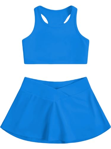 Image of SOLY HUX Toddler Girl's 2 Piece Workout Outfits Lightweight Crop Tank Tops and Skort Athletic Set