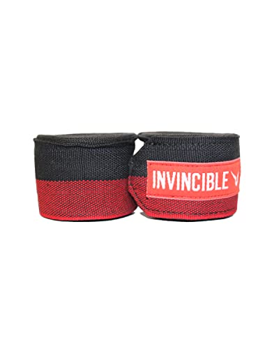 Image of INVINCIBLE Nylon Mexican Style Semi-Stretch Hand Wraps (Black Red, 4.5 Meter)