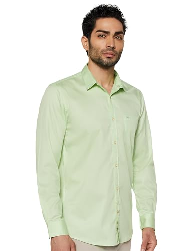 Image of Peter England Men's Slim Fit Full Sleeve Casual Shirt in Twill Weave Cotton