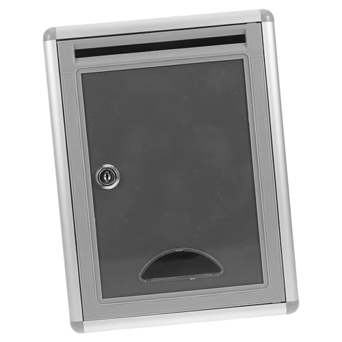 Holibanna Locking Wall Mounted Mailbox with Key Secure Post Box Large Capacity Grey Letter Box for Outdoor Home Office Use