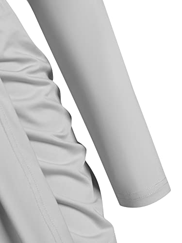 Zaful Women's Casual Long Sleeve Two Piece Dress Set Crewneck Crop Tops And Sexy Split Ruched Maxi Skirt Outfits Suiting (O-Light Grey,S) #TOP7