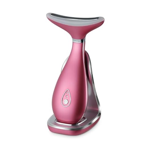 VRAIKO Lily Masajeador de Cuello y Rostro, Herramienta de Esculpido Facial, Rejuvenecimiento con Calor, LED Triple Acción y Vibración, Anti-Edad, Lifting y Tensado (Rosa intenso)