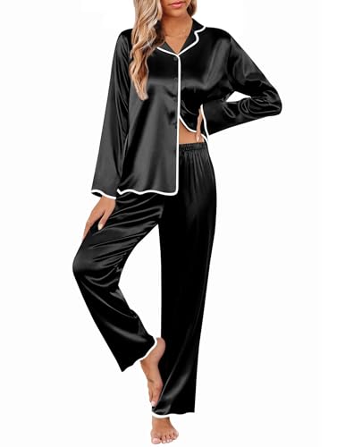 20. Satin Pajamas with Ruffled Details