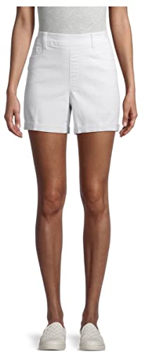 Time and Tru Women's 5 Pocket Woven Pull On Shorts (White, 2XL 20)