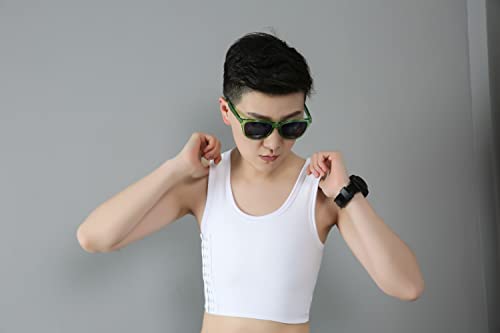 Malha elástica para encadernação de tórax Shapewear respirável para Tomboy trans lésbica (branco, 2X