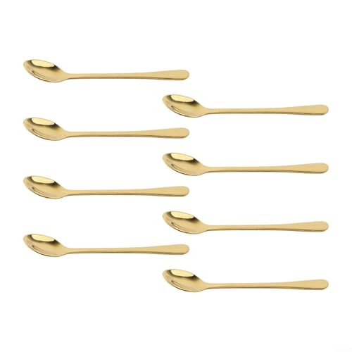 EffiFish Cucharas de acero inoxidable, juego de 8 cucharas redondas para tarros de especias, sal, azúcar, miel, salsa, tamaño compacto de 2.87 pulgadas, acero inoxidable 304