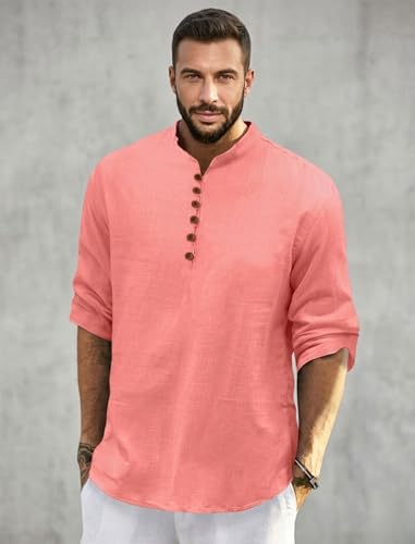 Image of FINIVO FASHION Men's Solid Cotton Blend Regular Fit Straight Kurta with Roll of Sleeve and Classic Collar, Pack of 1