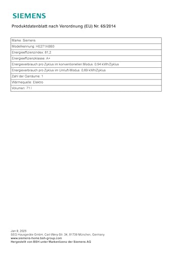 Siemens PQ212KAAB, iQ300 Einbau-Herd-Set, Bestehend aus HE271ABB3 Herd, 60 x 60 cm, Pyrolyse Selbstreinigung und Backautomatik, EA64RGNA1E Elektrokochfeld, Zweikreis-Kochzone, Bräterzone, Rahmenlos