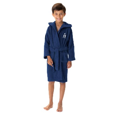 Peignoir enfant FFR bleu marine en coton 6/8 ans et 10/12 ans brodé tricolore