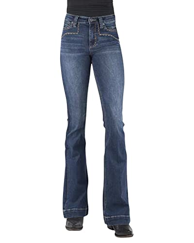 Stetson Women's 921 Medium Wash High Rise Yoke Flare Jean - 11-054-0921-2407 BU 0 32