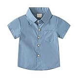 mjjsk camicia hawaiana per ragazzi con bottoni, per l'estate, la spiaggia, tropicale, casual, a maniche corte, tinta unita, per la scuola, per le vacanze dei bambini, a-5-blu, 2-3 anni