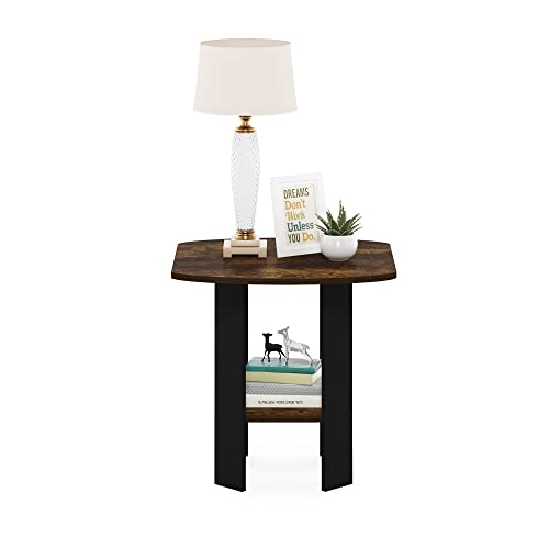 Image of Furinno Simple Design End Side Night Stand /Bedside Table with Bin Drawer, Amber Pine /Black