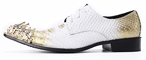 Santimon Mens Dragon Metal Pointed Toe Slip-on Shoes Formal Dress Oxfords Snake Print Business Derby Shoes3