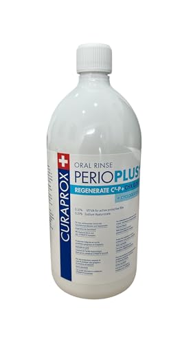 Curaprox Perio Plus Regenerate Enjuague bucal Perio plus con CHX 0,09% y fórmula Citrox Alivia la boca seca, Eficaz contra bacterias, Regeneración de encías y Mucosa - Adultos - 900 ml.