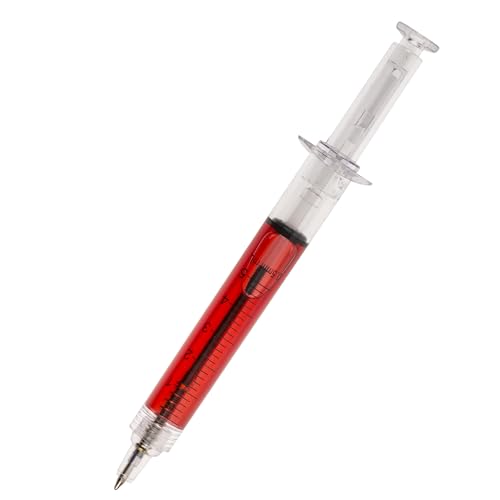 Mister Curiosities Stylo seringue - Stylo en forme de seringue pour docteur, infirmière avec faux sang liquide à l'intérieur