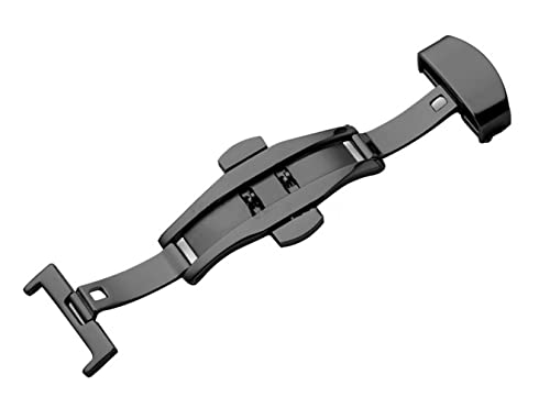 Image of 14mm 16mm 18mm 20mm 22mm Butterfly Push Type Stainless Steel Silver Rose Golden Black Deployment Buckle Clasp Fits Leather Rubber Watch Band Strap