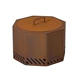 Ash & Ember 19.5" Corten Steel Dual Flame Smokeless Fire Pit with Lid, Ultra-Efficient Enclosed Airflow Design, Backyard Smokeless Outdoor Fire Pit, Will Patina Overtime