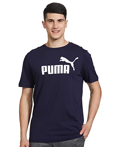 PUMA Homme Ess Logo Tee T Shirt, Peacoat Blue, XL EU