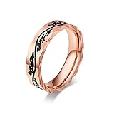 Wycian Bagues Homme, Bague Femme Rose Or Acier Inoxydable Taille 61.5 Motif Rétro Style Chinois Personnalisable Alliance Bijoux