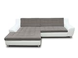 DOMO Collection Morton Ecksofa | Sofa in L-Form, Eckcouch Polstergarnitur, braun/weiß, 304x200x84 cm