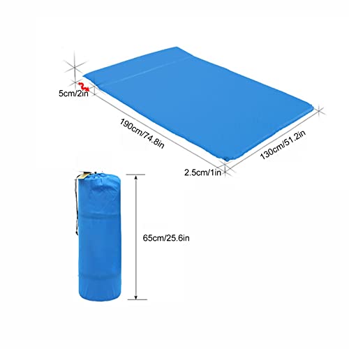 Colchón Inflable Autoinflable Almohadilla para Dormir Resistente al Agua Azul 74.8x51.2 pulg con Espuma de 2 Pulgadas para Camping Exterior miniatura 2